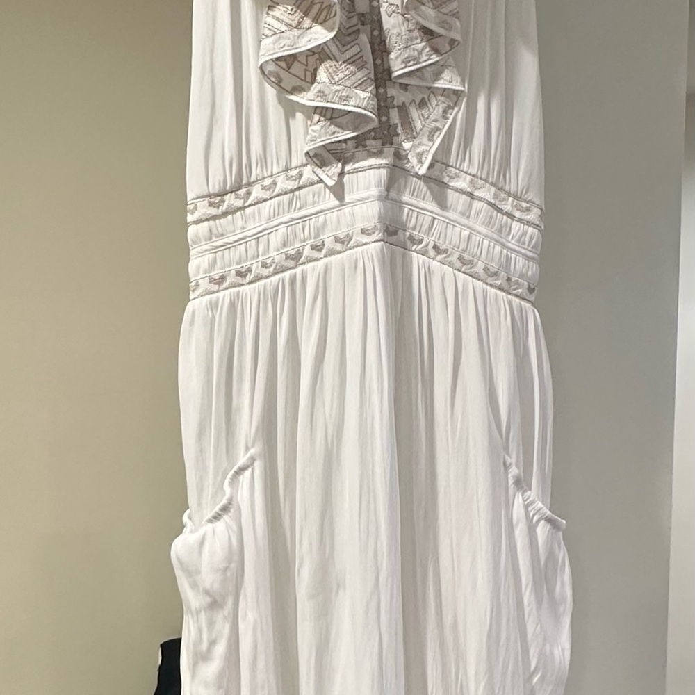 Ramy Brook White Maxi Dress with Ruffle Detail